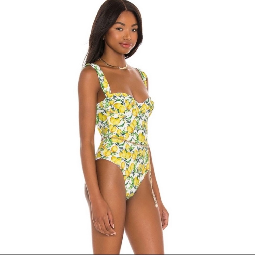 Lovers & Friends x Revolve lemon print one piece bathing suit